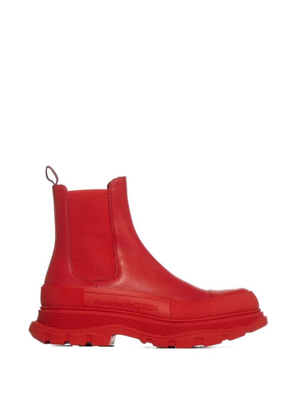 Alexander McQueen Red Tread Slick Chelsea Boots Size 43 (Retail $790)